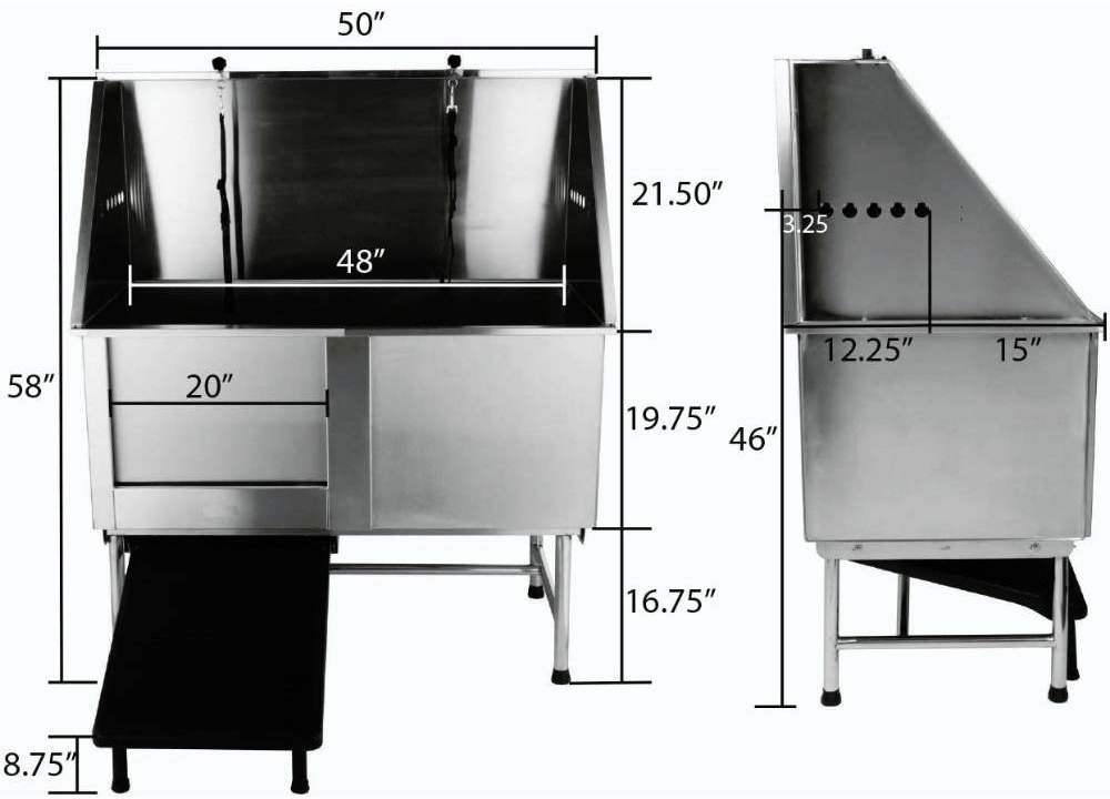 Stainless Steel Dog Grooming Bath Tub: image 8